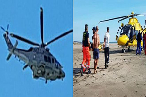 Ladispoli: kitsurfer
aspirato da un elicottero