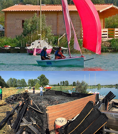 Lago Cinerino: in fiamme la sede della Lni
