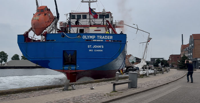Cargo sperona un Elan 45 