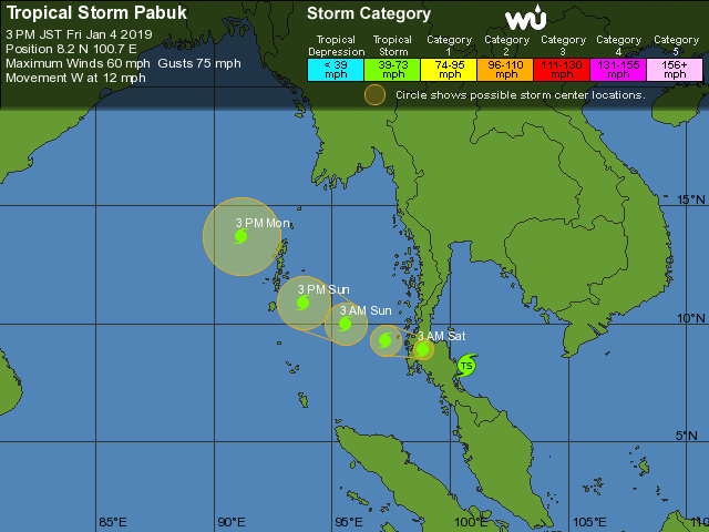 Pabuk minaccia
la Thailandia